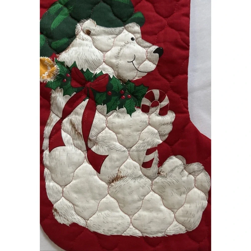 Vintage Handmade Quilted Christmas Stocking 14